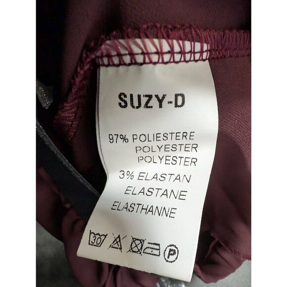 Suzy D High-Waisted Elastic Waistband Andrey T Trouser Pants  Merlot Size Large - Picture 5 of 7